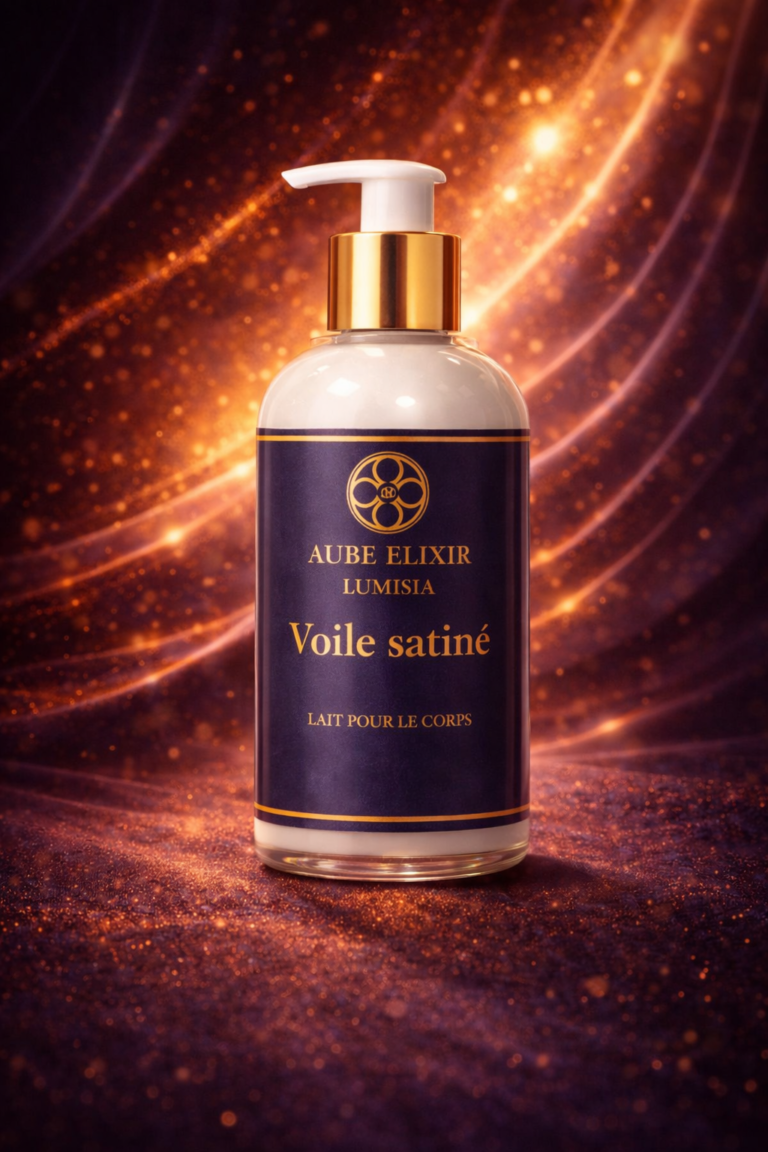 Voile satiné un lait corporel de la gamme LUMISIA par Aube Elixir